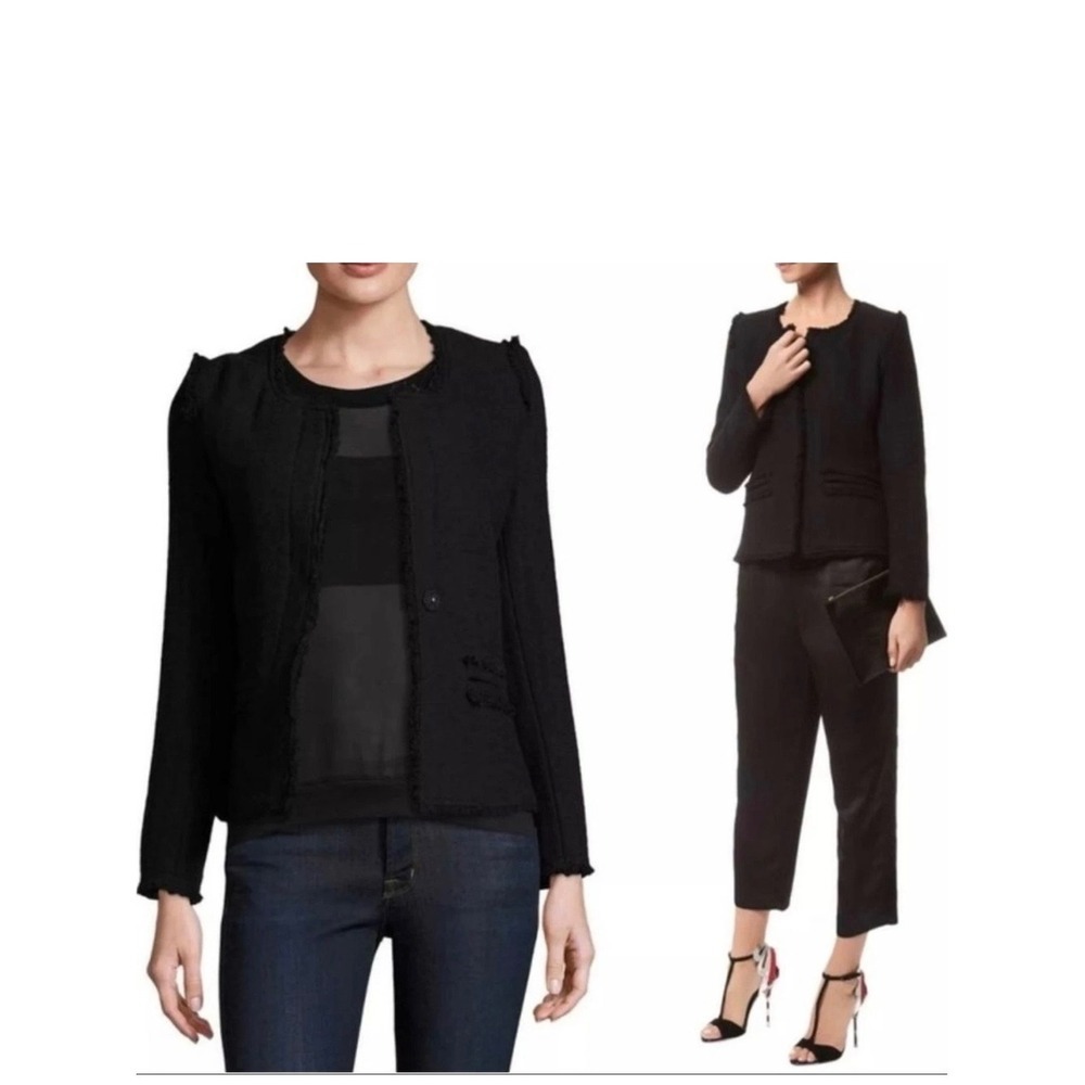 IRO anglet blazer sz 40 button black wool minimalist workcorp